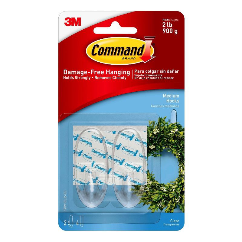 slide 1 of 15, Command Medium Sized Decorative Hooks Clear, 1 ct