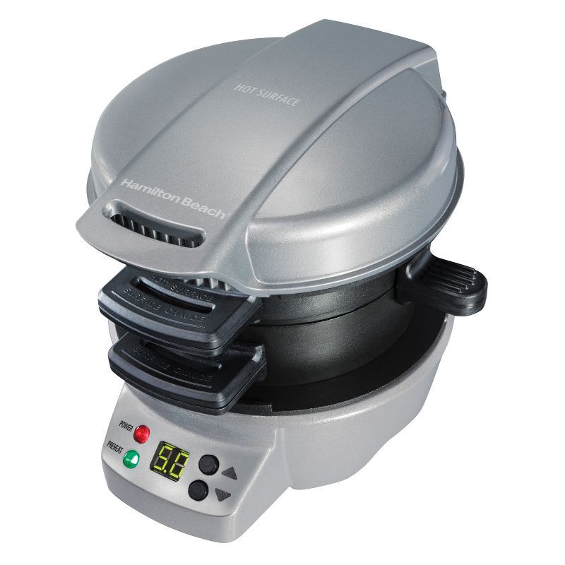 slide 2 of 20, Hamilton Beach Breakfast Sandwich Maker with Timer - Dark Gray - 25478: Nonstick, Cool Touch Handle, 600W, Dishwasher-Safe, 1 ct