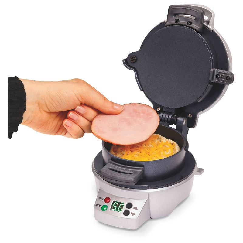 slide 3 of 20, Hamilton Beach Breakfast Sandwich Maker with Timer - Dark Gray - 25478: Nonstick, Cool Touch Handle, 600W, Dishwasher-Safe, 1 ct