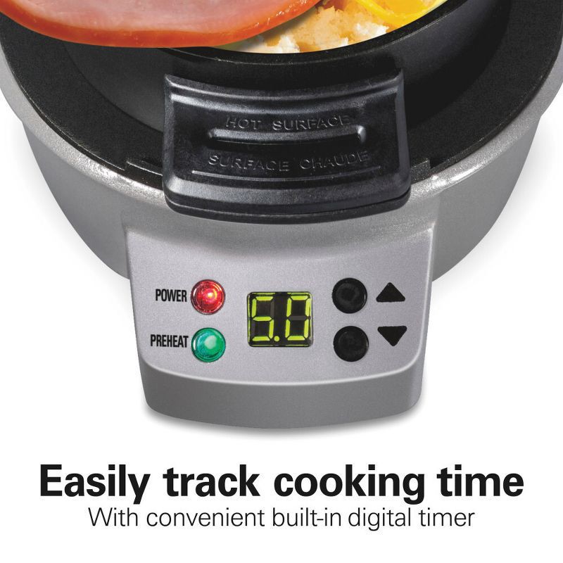 slide 14 of 20, Hamilton Beach Breakfast Sandwich Maker with Timer - Dark Gray - 25478: Nonstick, Cool Touch Handle, 600W, Dishwasher-Safe, 1 ct