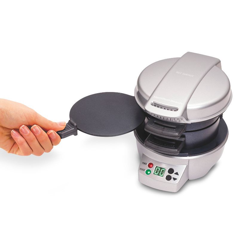 slide 6 of 20, Hamilton Beach Breakfast Sandwich Maker with Timer - Dark Gray - 25478: Nonstick, Cool Touch Handle, 600W, Dishwasher-Safe, 1 ct