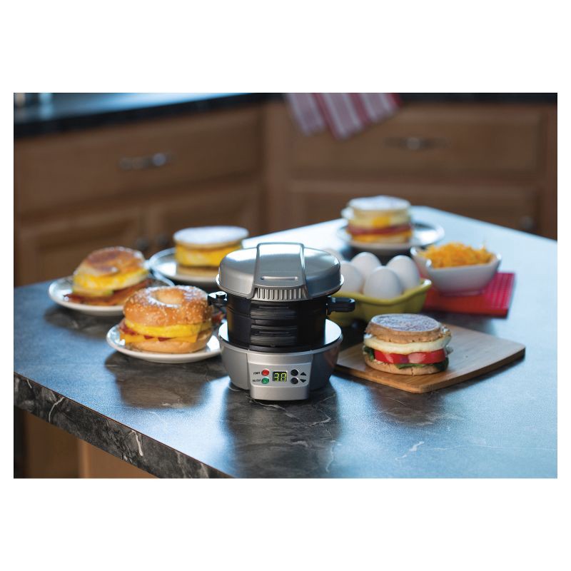 slide 9 of 20, Hamilton Beach Breakfast Sandwich Maker with Timer - Dark Gray - 25478: Nonstick, Cool Touch Handle, 600W, Dishwasher-Safe, 1 ct
