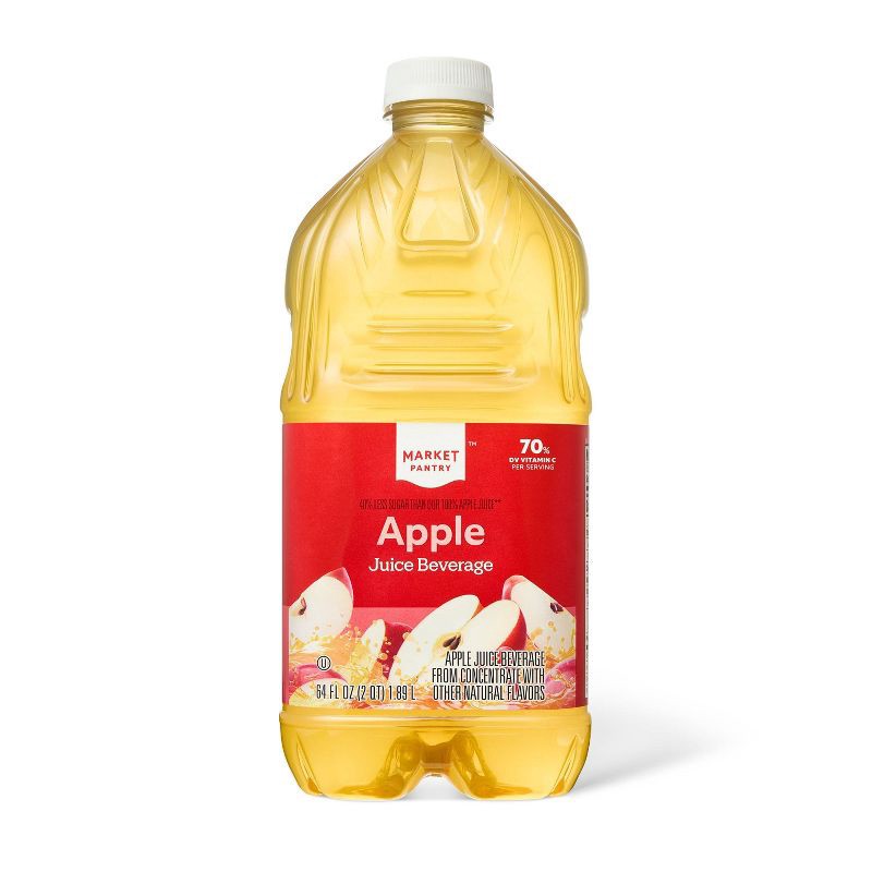 slide 1 of 4, Reduced Sugar Apple Juice - 64 fl oz Bottle - Market Pantry™, 64 fl oz