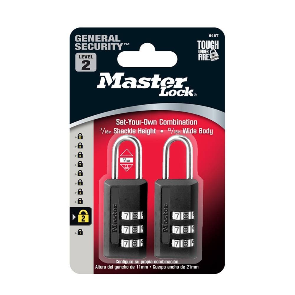 slide 3 of 3, Master Lock Luggage 3-Dial Combination Padlock Black, 1 ct