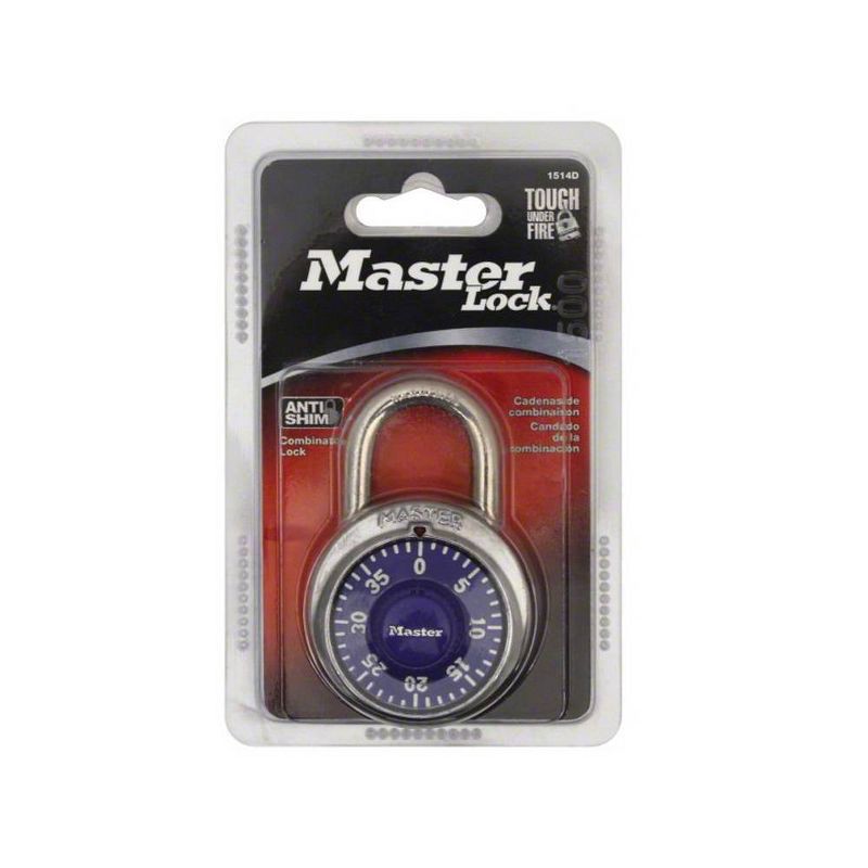 slide 3 of 3, Master Lock 1-7/8" Purple Dial Combination Padlock: Steel, Automatic Locking, Locker & Cabinet Use, Lifetime Warranty, 1 ct