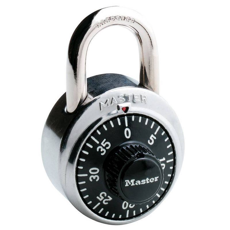 slide 3 of 4, Master Lock 1-7/8" Black Dial Combination Padlock: Silver, Pin-Tumbler, Locker Lock, Automatic Lock Scramble, 1 ct