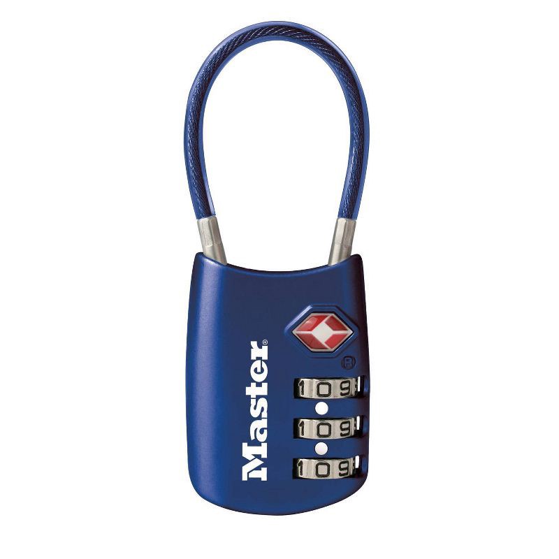 slide 1 of 3, Master Lock Cable Combo Lock: TSA Approved Luggage Padlock, Set Your Own Combination, Multicolor, 1 ct