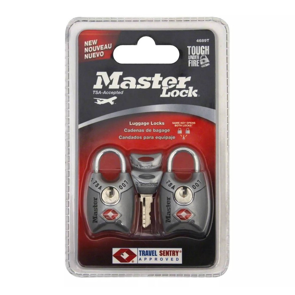 slide 2 of 3, Master Lock Luggage Key Padlock Silver, 2 ct