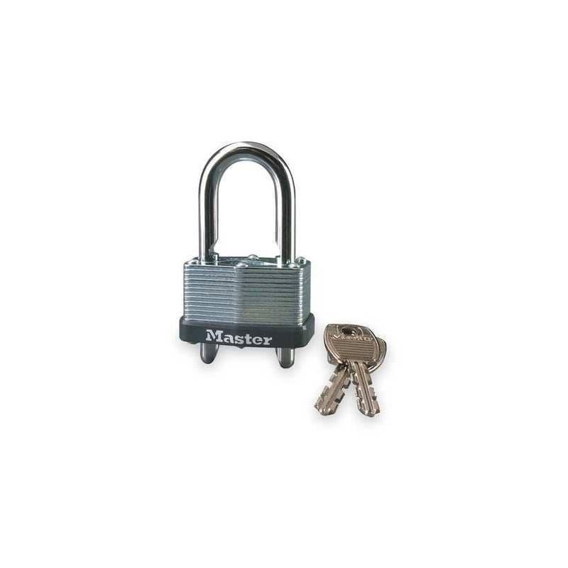 slide 2 of 3, Master Lock Shackle Adjustable 1 3/4" Key Padlock: Steel, Pin-Tumbler, Outdoor Gate Use, 2-Pack, Silver, 1 ct