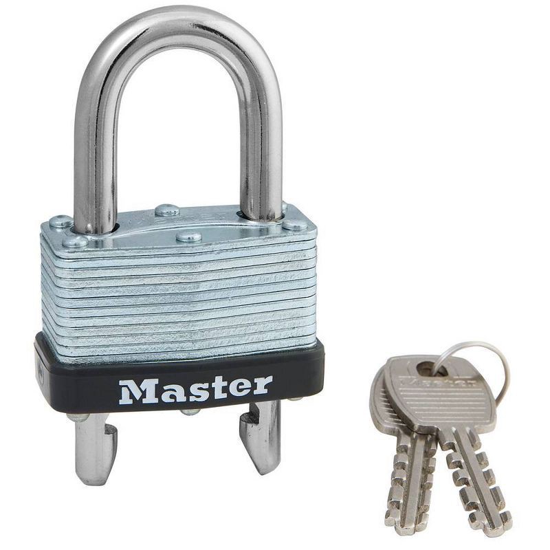 slide 1 of 3, Master Lock Shackle Adjustable 1 3/4" Key Padlock: Steel, Pin-Tumbler, Outdoor Gate Use, 2-Pack, Silver, 1 ct