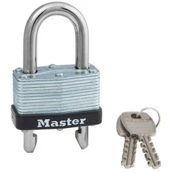 Master Lock Shackle Adjustable 1 3/4" Key Padlock: Steel, Pin-Tumbler, Outdoor Gate Use, 2-Pack, Silver