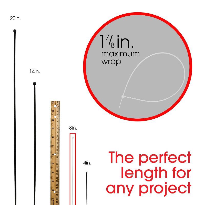 slide 3 of 7, Power Gear 100pk Cable Ties Clear, 100 ct