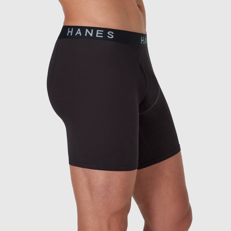 slide 8 of 9, Hanes Premium Men's Boxer Briefs 5pk - Black/Gray M: Tagless, Lightweight Cotton Blend, Full Waistband Elastic, Machine Washable, 5 ct