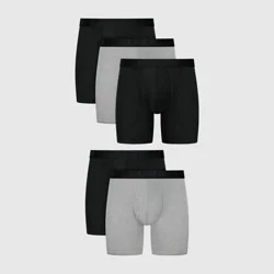 Hanes Premium Men's Boxer Briefs 5pk - Black/Gray M: Tagless, Lightweight Cotton Blend, Full Waistband Elastic, Machine Washable
