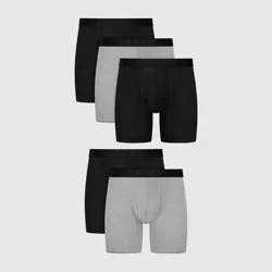 Hanes Premium Men's Boxer Briefs 5pk - Black/Gray M: Tagless, Lightweight Cotton Blend, Full Waistband Elastic, Machine Washable