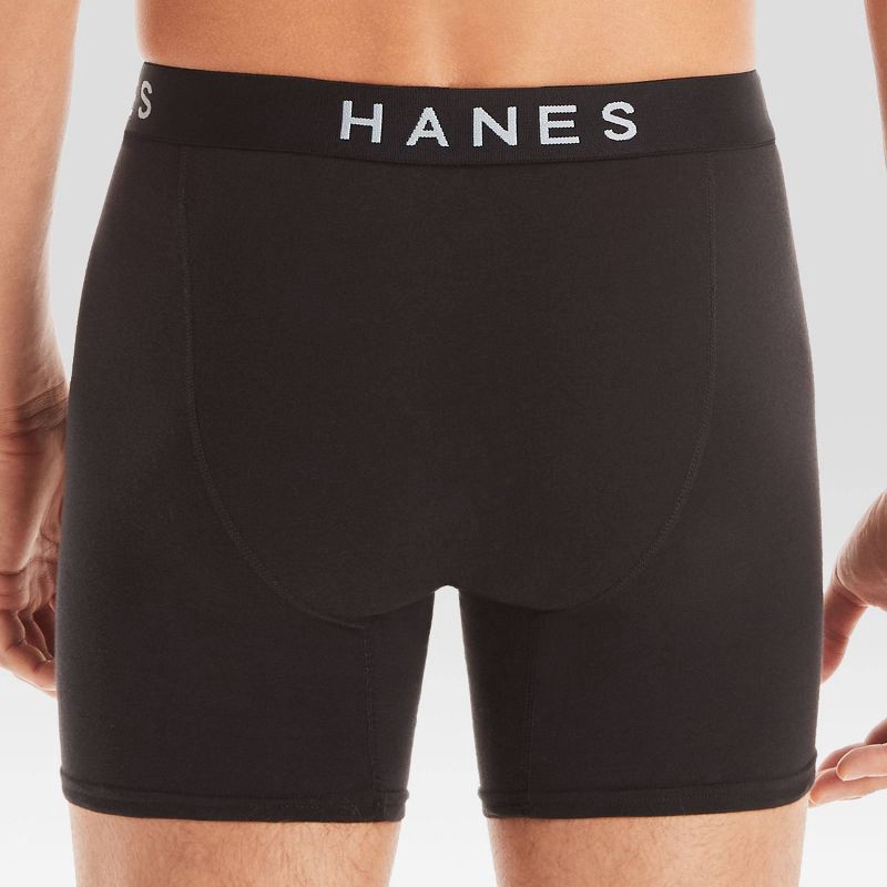 slide 3 of 9, Hanes Premium Men's Boxer Briefs 5pk - Black/Gray XL: Tagless, Lightweight Cotton Blend, Full Waistband Elastic, Machine Washable, 5 ct