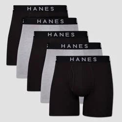 Hanes Premium Men's Boxer Briefs 5pk - Black/Gray XL: Tagless, Lightweight Cotton Blend, Full Waistband Elastic, Machine Washable
