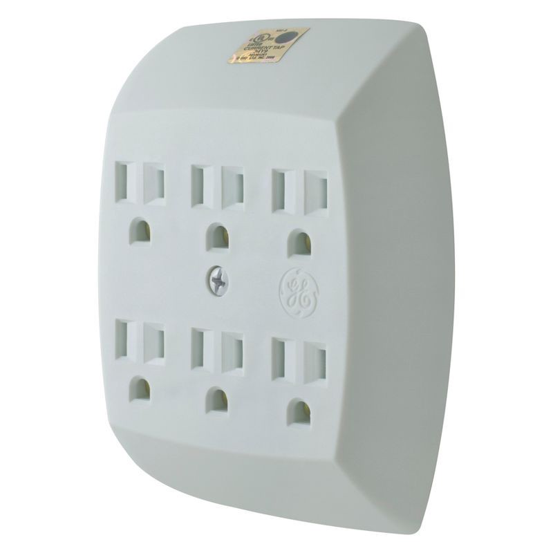 slide 3 of 6, General Electric GE 6 Outlet Grounded Wall Tap White, 1 ct
