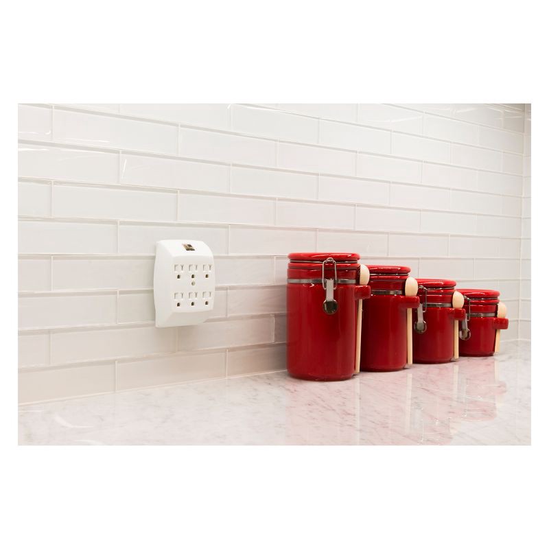 slide 2 of 6, General Electric GE 6 Outlet Grounded Wall Tap White, 1 ct