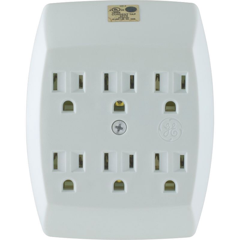 slide 1 of 6, General Electric GE 6 Outlet Grounded Wall Tap White, 1 ct