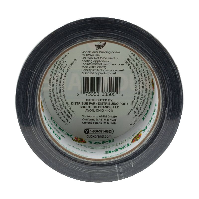 slide 4 of 10, Duck 1.88" x 20yd Duct Industrial Tape Black: Heavy Duty Adhesive, General Use, 60ft Length, 60 ft