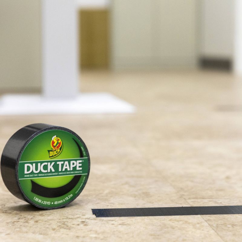 slide 8 of 10, Duck 1.88" x 20yd Duct Industrial Tape Black: Heavy Duty Adhesive, General Use, 60ft Length, 60 ft