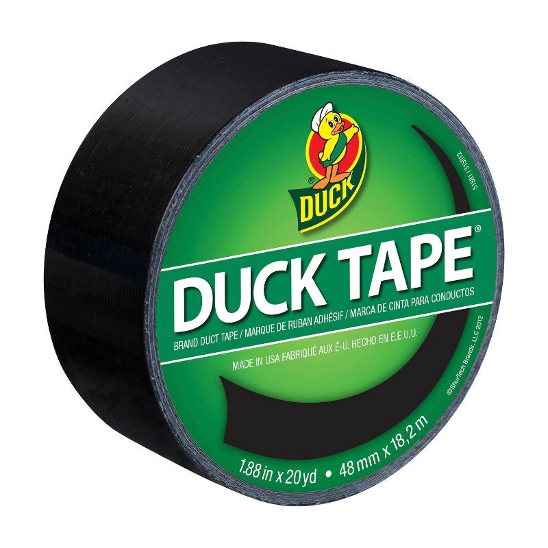 slide 1 of 10, Duck 1.88" x 20yd Duct Industrial Tape Black: Heavy Duty Adhesive, General Use, 60ft Length, 60 ft