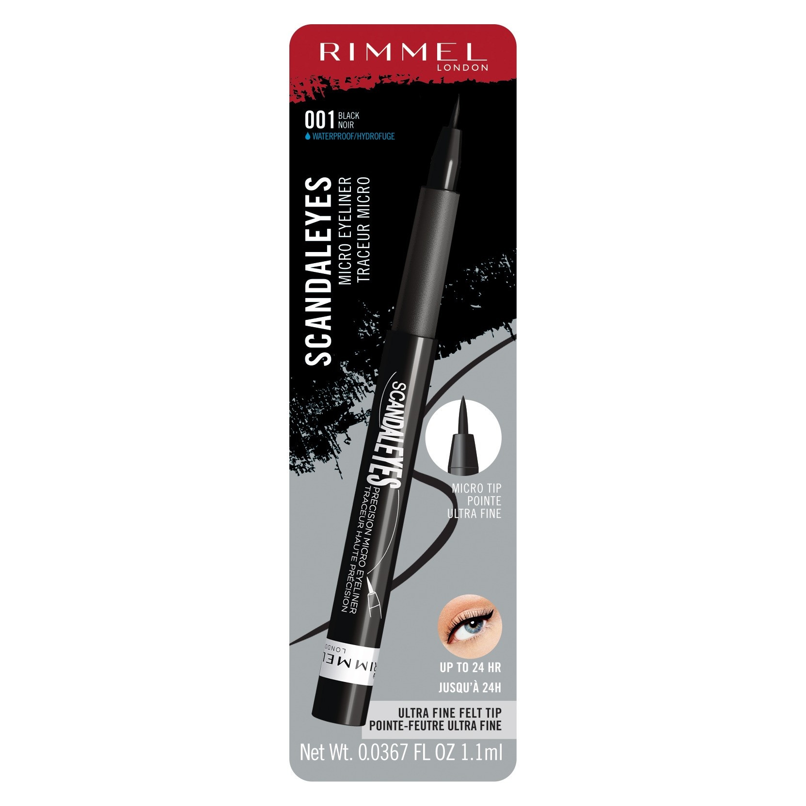 slide 1 of 2, Rimmel Micro Liner - Black, 0.04 oz