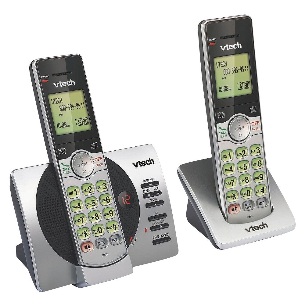 slide 3 of 3, V-Tech VTech CS6929-2 DECT 6.0 Expandable Cordless Phone System with Answering Machine, 2 Handsets - Silver, 1 ct