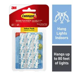 Command Damage-Free Clear Decoration Clips with Adhesive Strips for Christmas Lights and Holiday Decoration