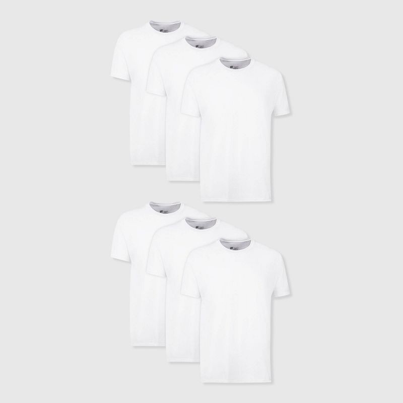 slide 1 of 5, Hanes Men's Crewneck T-Shirt with Fresh IQ 6pk - White XL, 6 ct