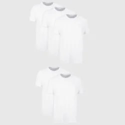 Hanes Men's Crewneck T-Shirt 6pk - White XL: Cotton, Tagless, Moisture Wicking, Short Sleeve