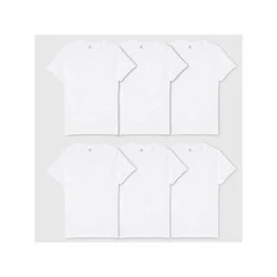Hanes Men's 6pk V-Neck T-Shirt - White - S: Tagless, Moisture Wicking, Breathable Cotton, Machine Washable