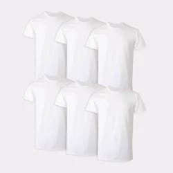 Hanes Men's Crewneck T-Shirt 6pk - White S: Tagless, Moisture Wicking