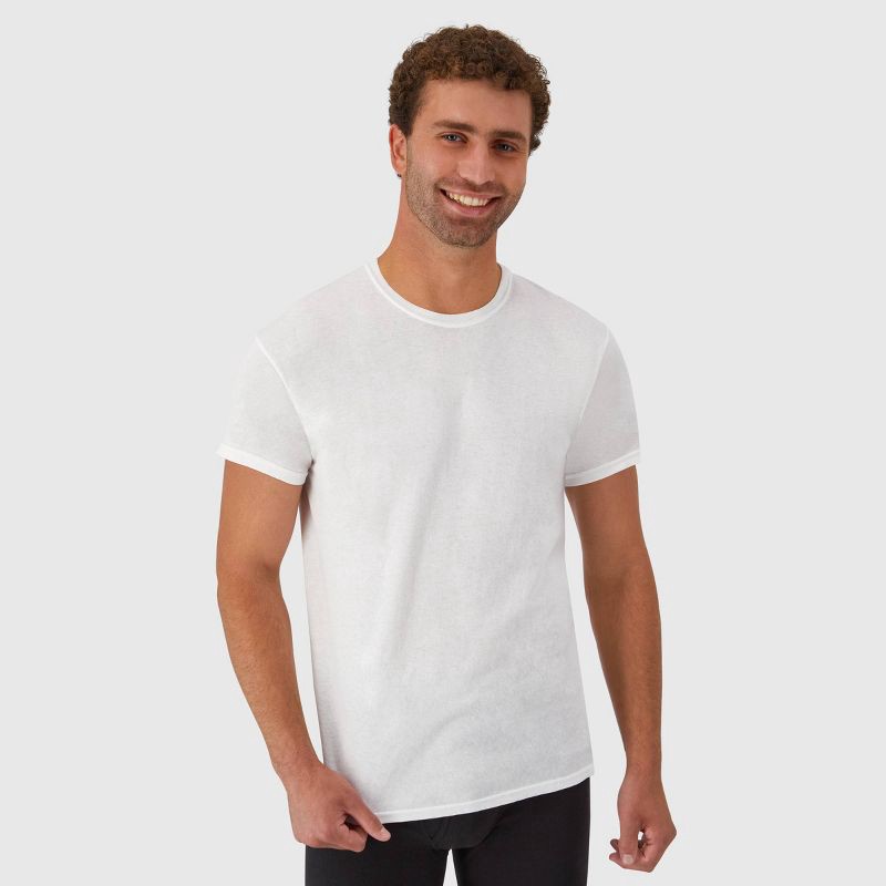 slide 2 of 6, Hanes Men's Crewneck T-Shirt 6pk - White M: Tagless, Moisture Wicking, 6 ct