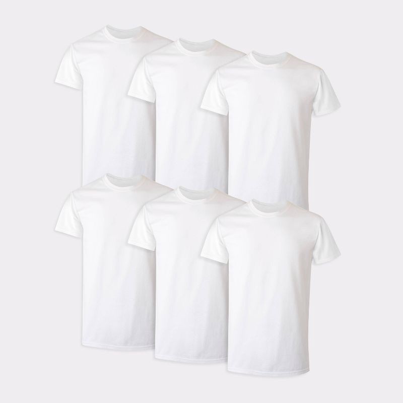 slide 1 of 6, Hanes Men's Crewneck T-Shirt 6pk - White M: Tagless, Moisture Wicking, 6 ct