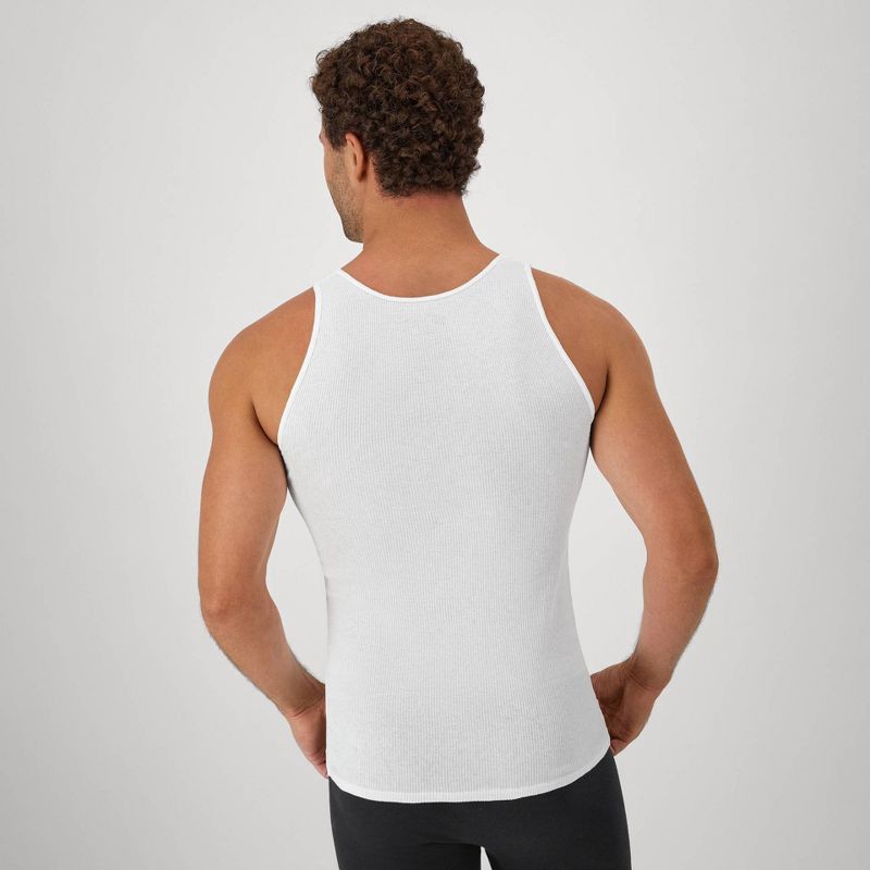 slide 4 of 8, Hanes Men's 6pk Tanks - White S: Cotton Sleeveless Undershirts, Moisture Wicking, 6 ct