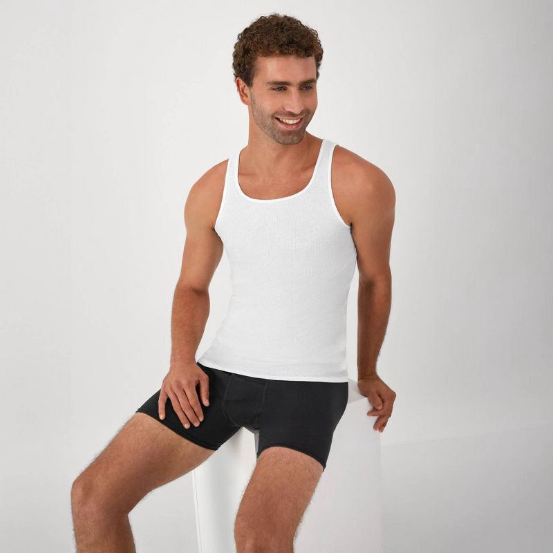 slide 5 of 8, Hanes Men's 6pk Tanks - White S: Cotton Sleeveless Undershirts, Moisture Wicking, 6 ct