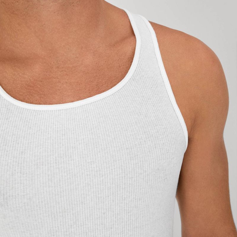 slide 3 of 8, Hanes Men's 6pk Tanks - White M: Cotton Sleeveless Undershirts, Moisture Wicking, Tagless, Medium Size, 6 ct