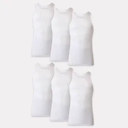 Hanes Men's 6pk Tanks - White L: Sleeveless Undershirts, Moisture Wicking, Tagless, Pullover Style