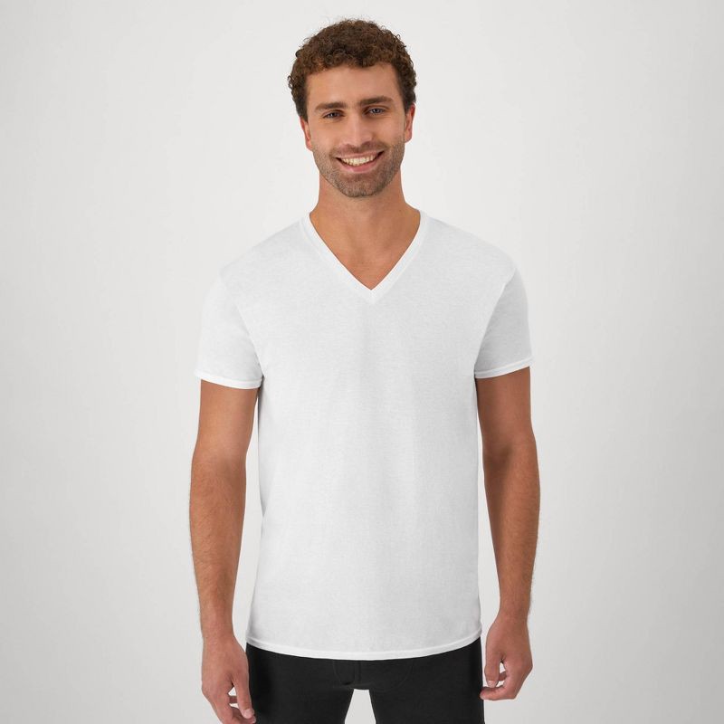 slide 3 of 8, Hanes Men's 6pk V-Neck T-Shirt - White - XL, 6 ct