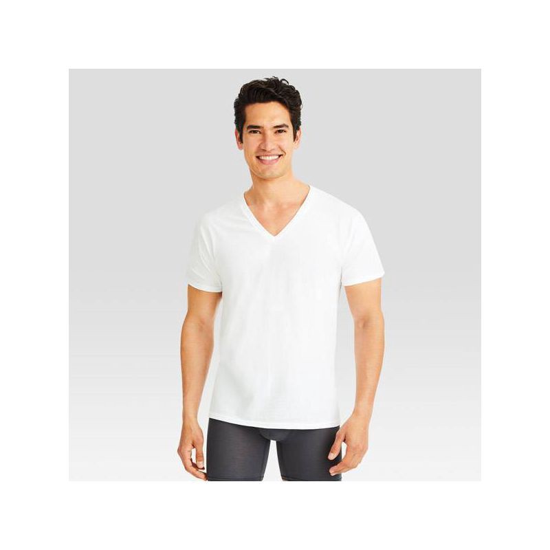 slide 3 of 5, Hanes Men's 6pk V-Neck T-Shirt - White - XL, 6 ct