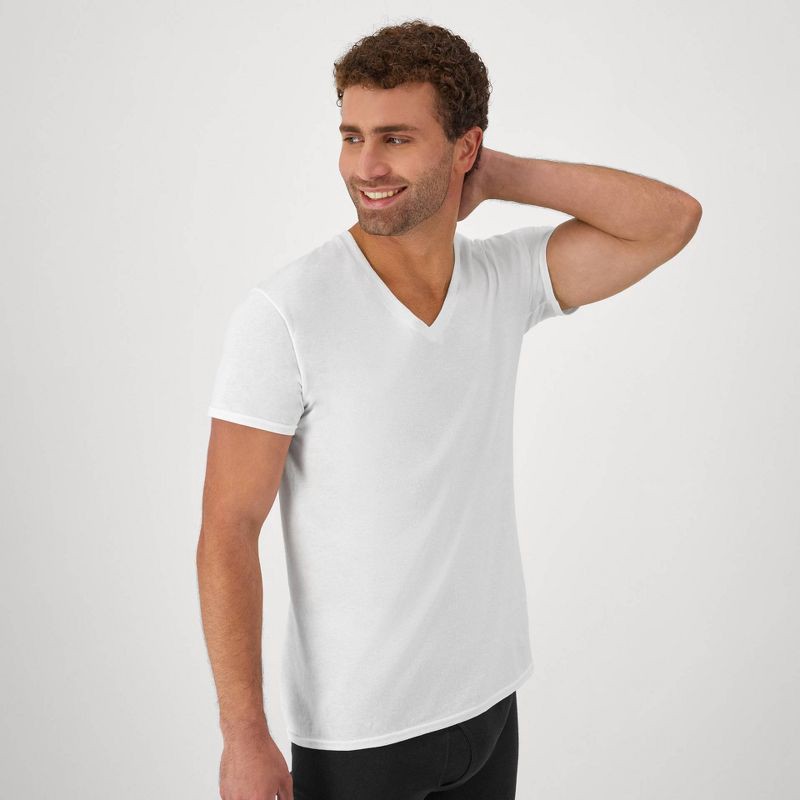 slide 7 of 8, Hanes Men's 6pk V-Neck T-Shirt - White - XL, 6 ct