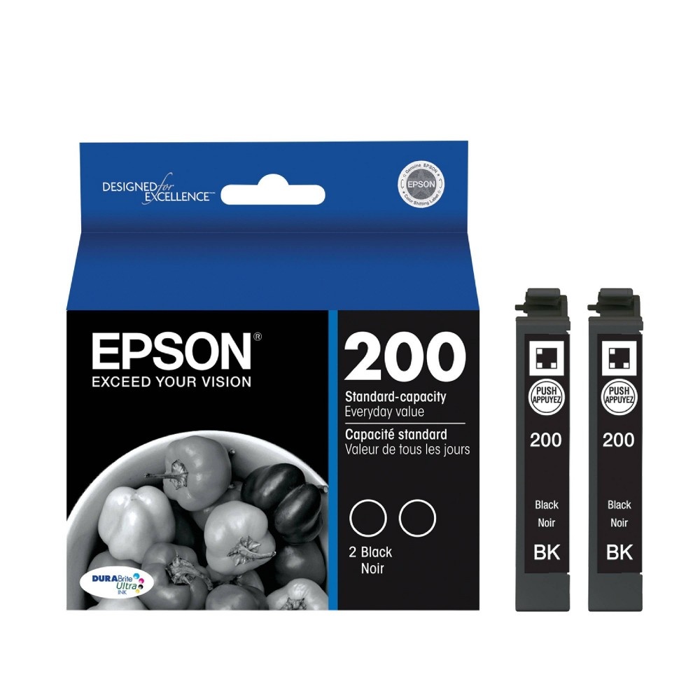 slide 3 of 5, Epson 200 2pk Ink Cartridges - Black (T200120-D2), 1 ct