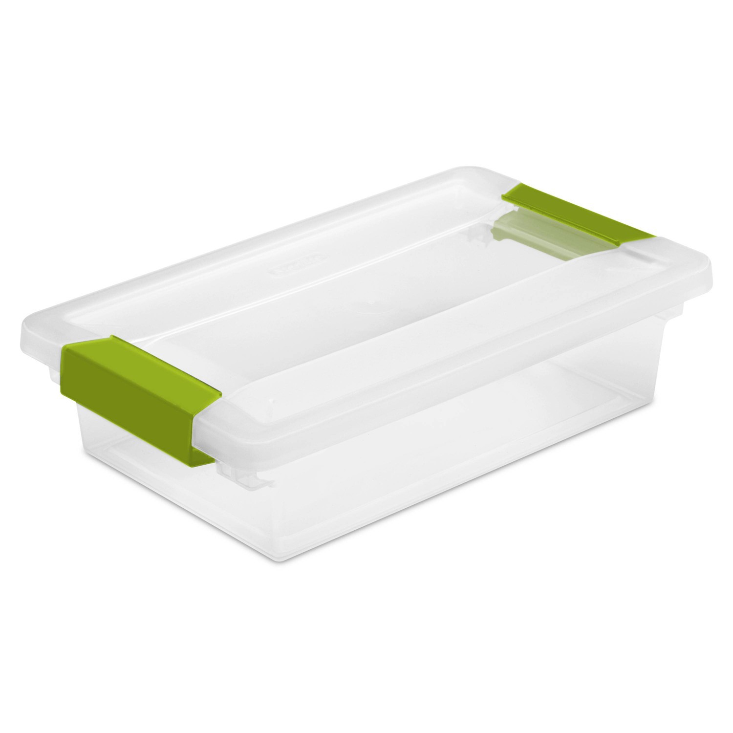 slide 1 of 1, Sterilite Small Clip Box Clear with Green Latches, 1 ct