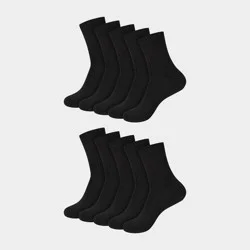 Hanes Women's 10pk Cushioned Crew Socks - Black/White 5-9: Midweight, Reinforced Heel & Toe