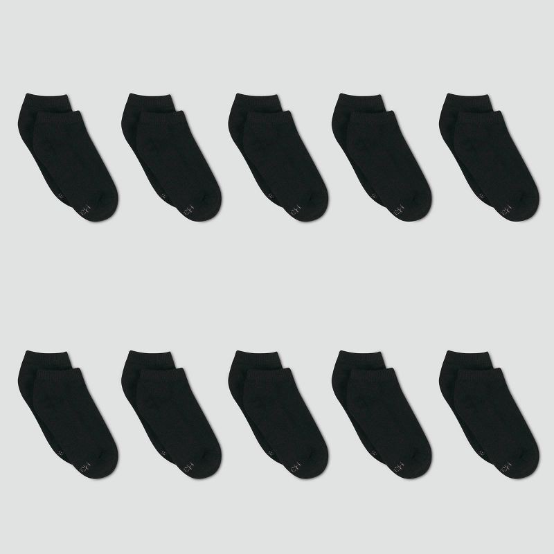 slide 2 of 3, Hanes Women's 10pk Cushioned Low Cut Socks - Black 5-9, 10 ct