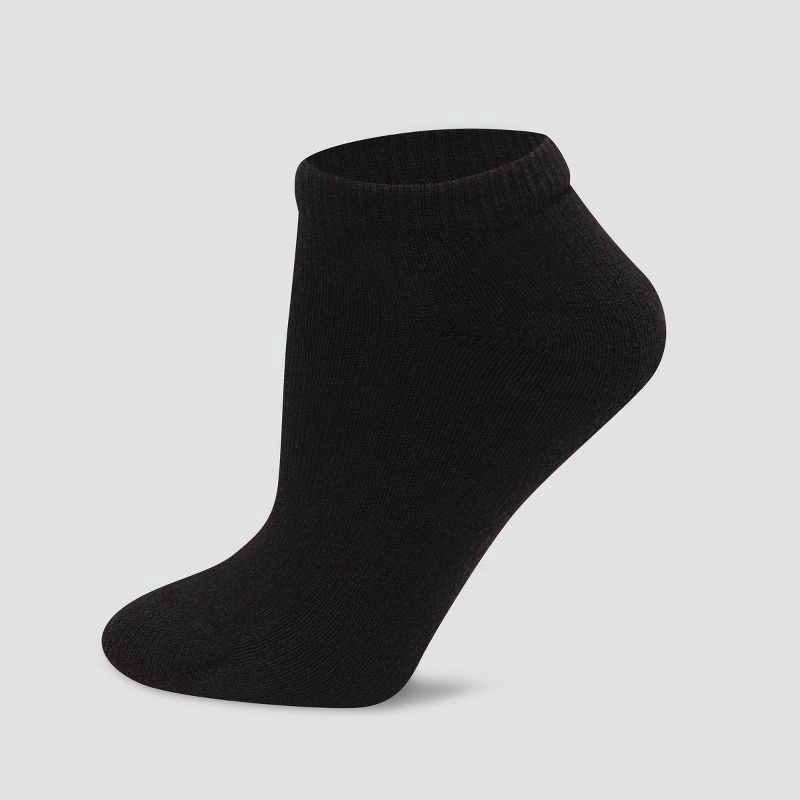 slide 1 of 3, Hanes Women's 10pk Cushioned Low Cut Socks - Black 5-9: Knit, Reinforced Heel & Toe, 10 ct