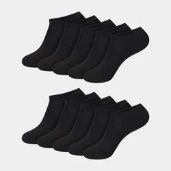 Hanes Women's 10pk Cushioned Low Cut Socks - Black 5-9: Knit, Reinforced Heel & Toe