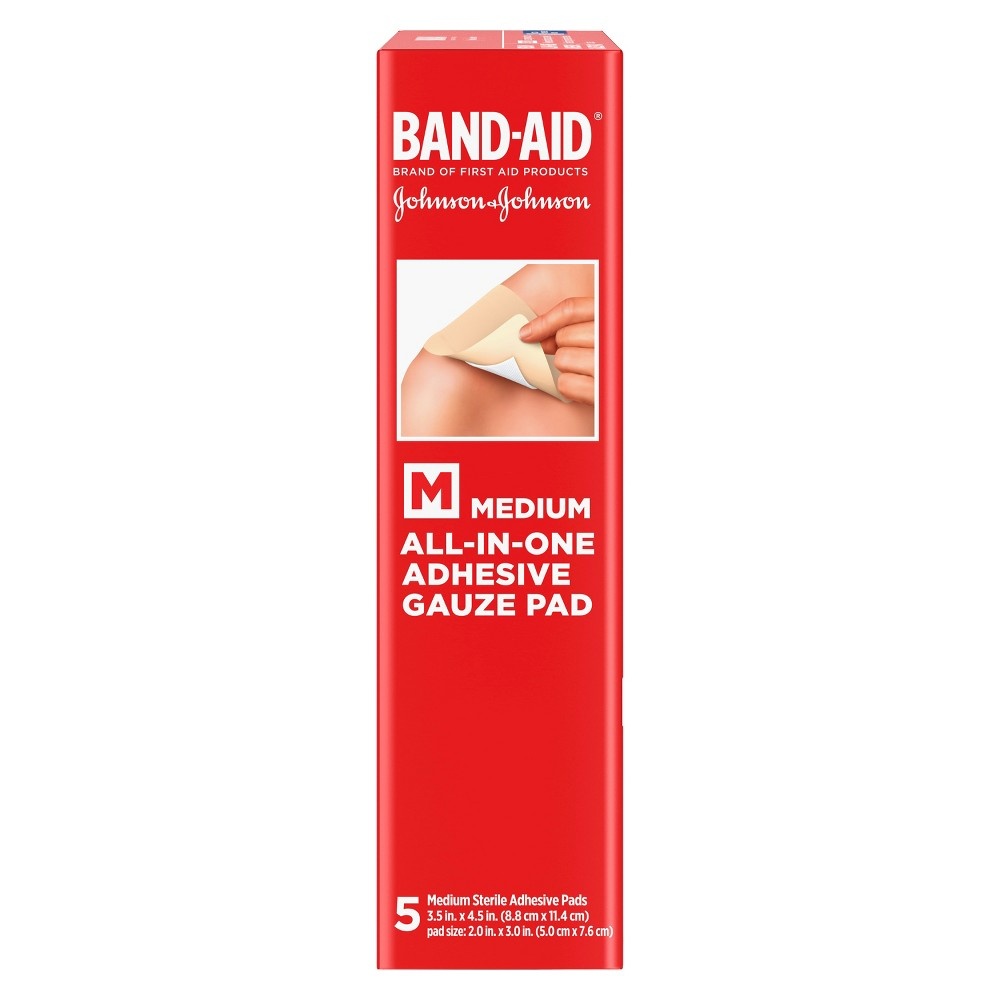 slide 3 of 14, BAND-AID Medium Sterile Adhesive Pads, 5 ct